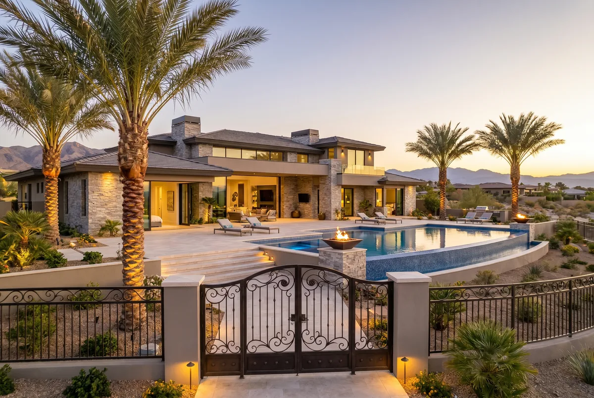 Luxury homes with sliding glass doors in Billionaires' Row, Las Vegas