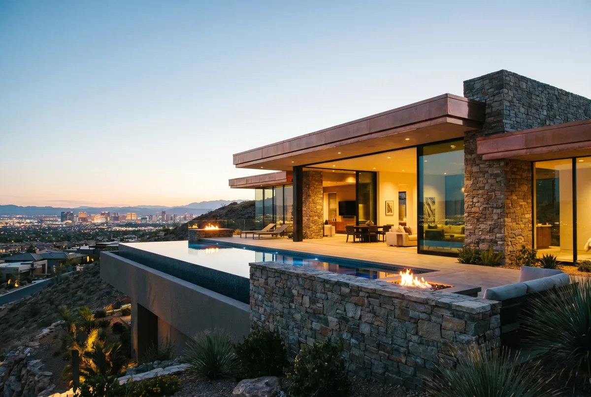 Luxury homes with sliding glass doors in MacDonald Highlands, Las Vegas