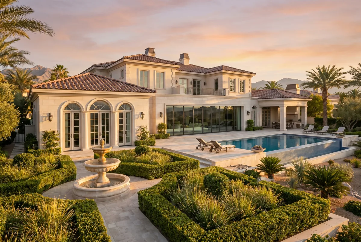 Luxury homes with sliding glass doors in Queensridge, Las Vegas
