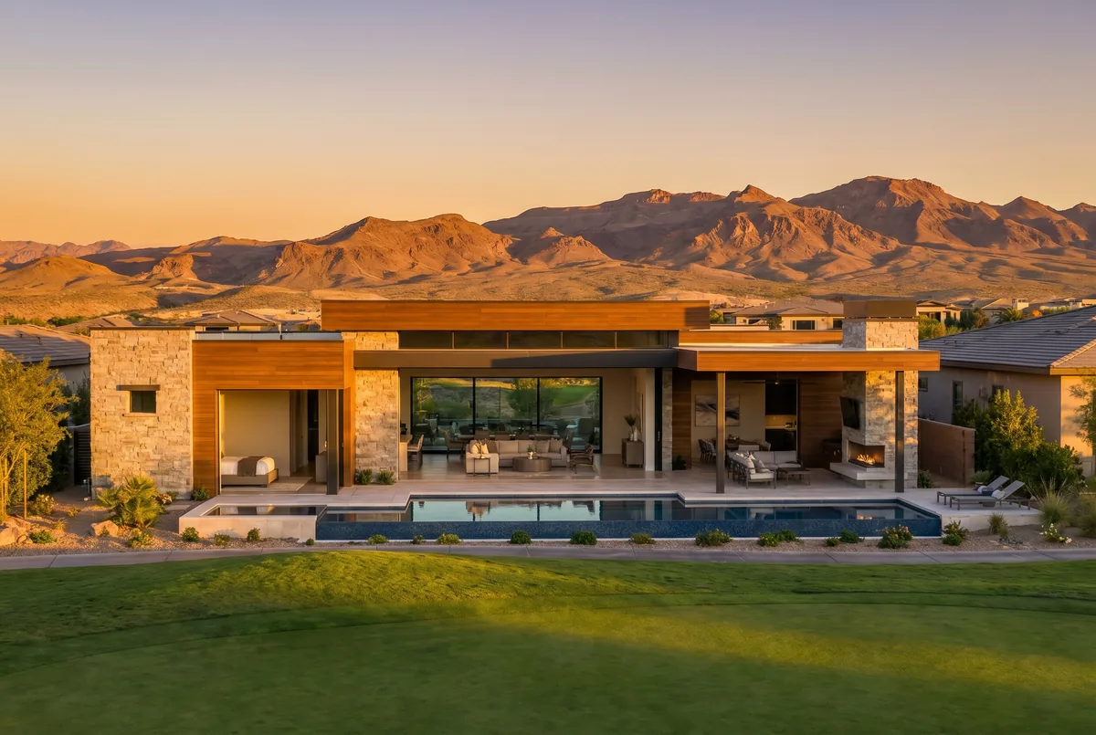 Luxury homes with sliding glass doors in Southern Highlands, Las Vegas