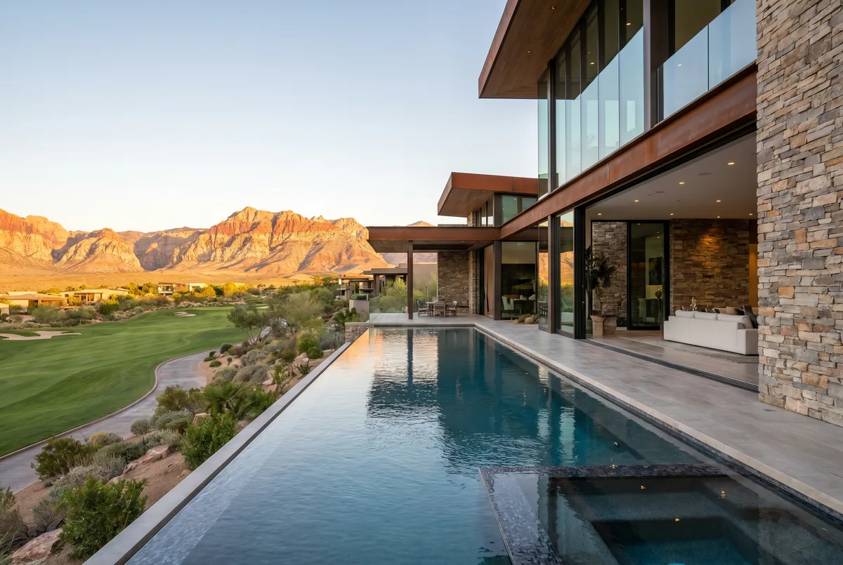 Luxury homes with sliding glass doors in The Ridges, Las Vegas