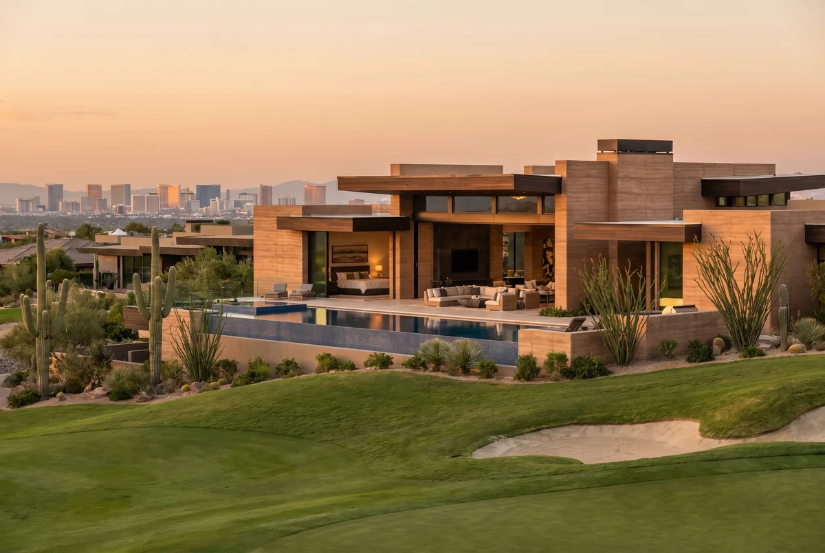 Luxury homes with sliding glass doors in The Summit Club, Las Vegas